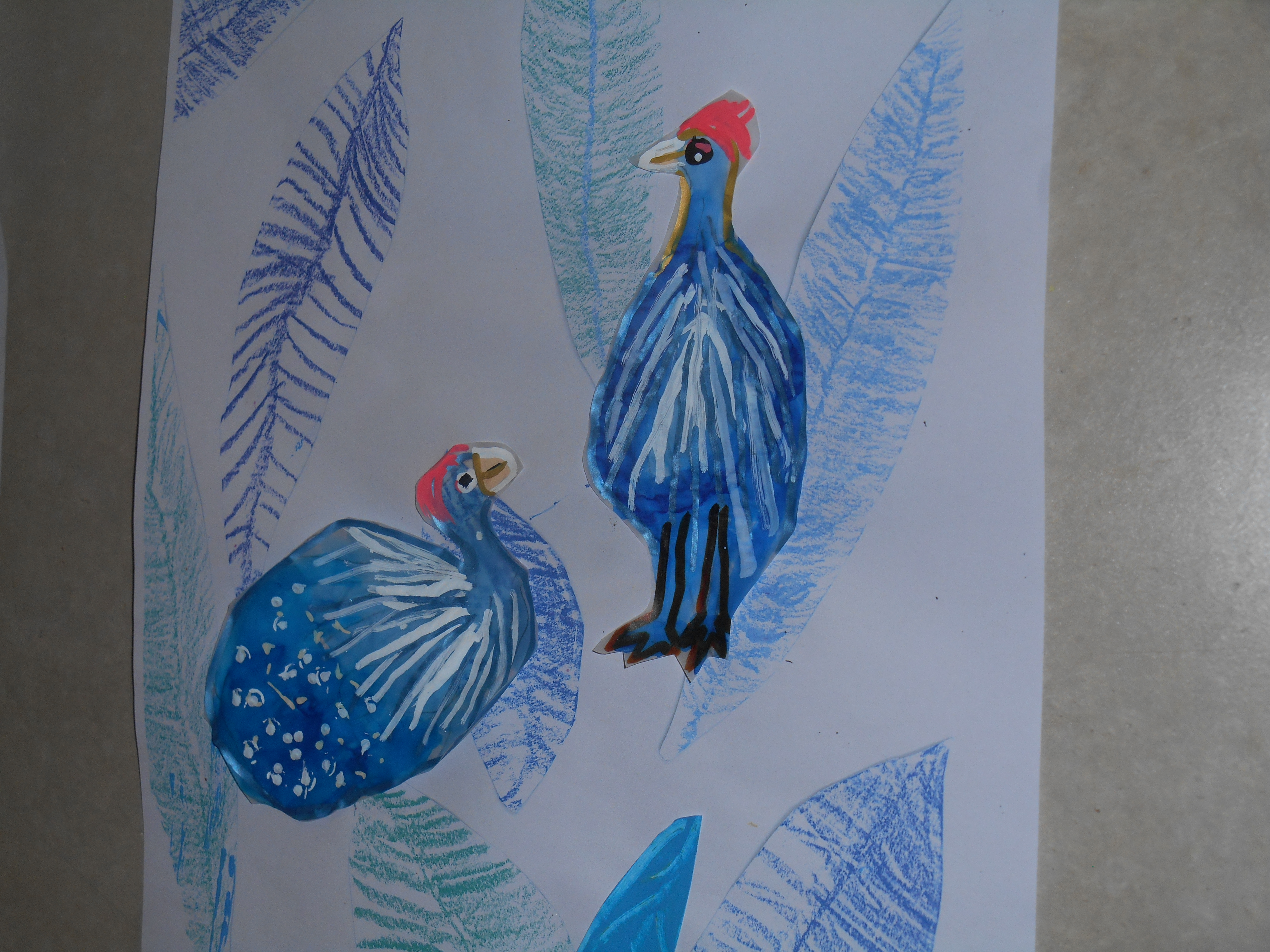 Oiseaux et plumes bleues / Maternelle Louise Michel