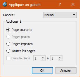 fenêtre appliquer un gabarit à une page existante